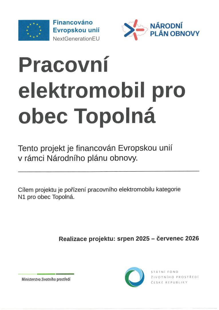 Pracovní elektromobil pro Obec Topolná Pracovní elektromobil pro Obec Topolná